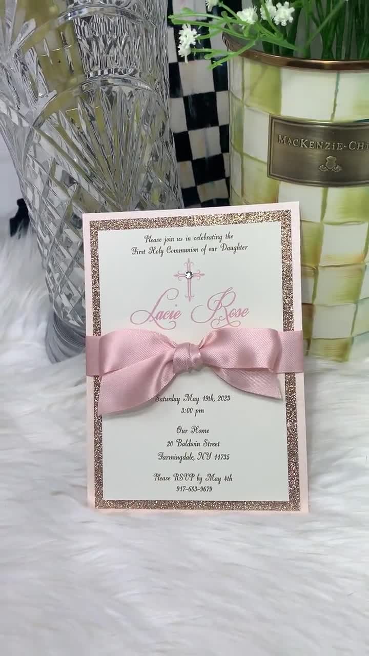 50 cartes d'invitation de mariage papillon rose brillant, avec ruban et  enveloppe, invitations de baptême imprimées personnalisées, DIY bricolage