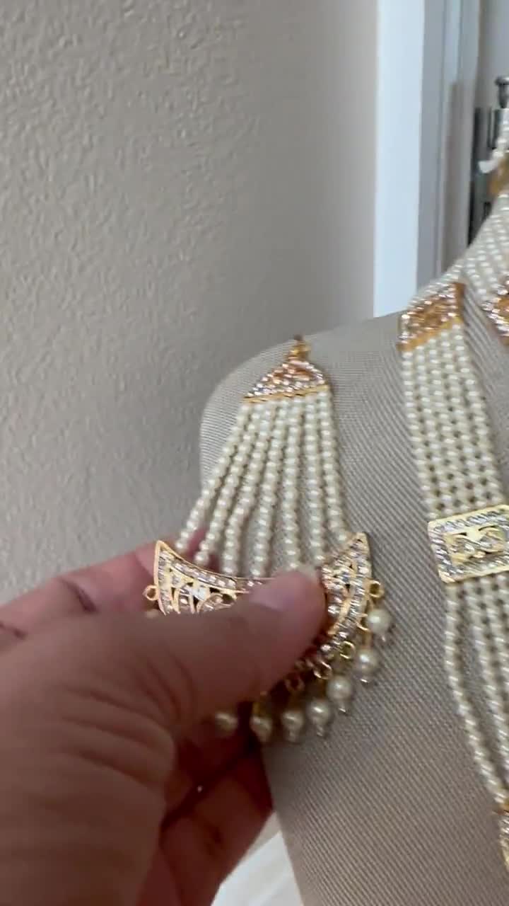 Pearls Short N Long Necklace Set/kathak Dance Jewelry Set /gold