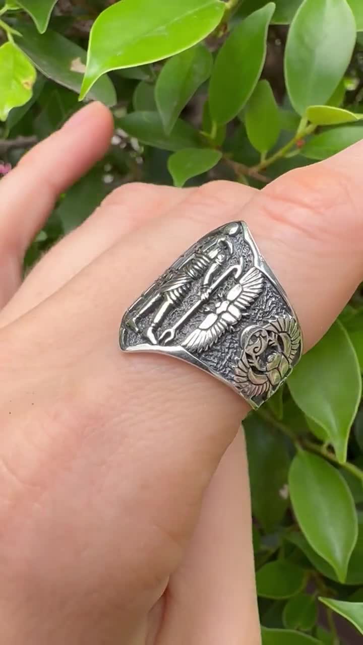 偉大なトート神のリング スターリングシルバー 925 古代エジプトの月と