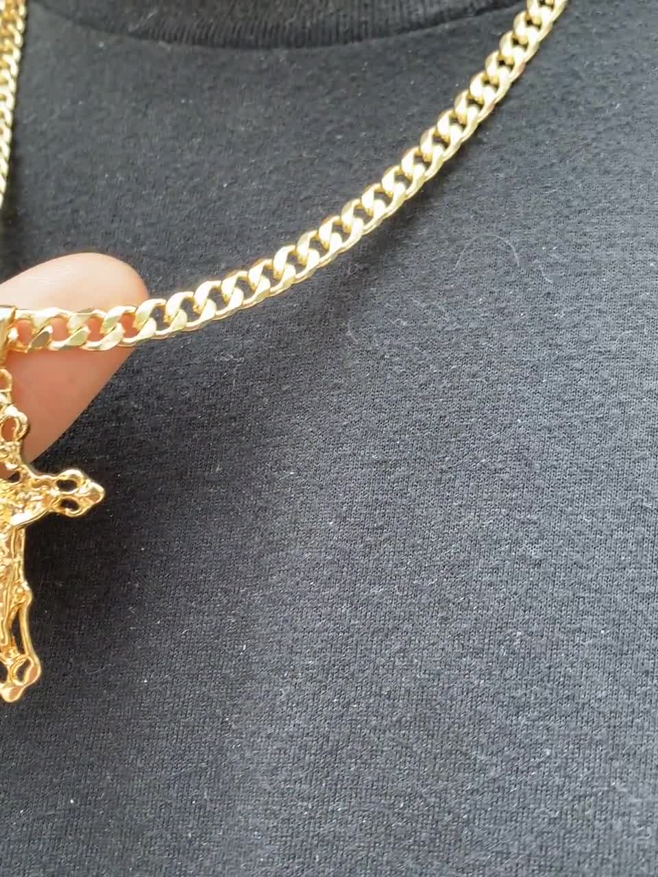 18K Thick Chain With Gold Cross Link Chain, Gold Filled 18K Thick Chain With Gold Cross Link Chain, Gold Filled