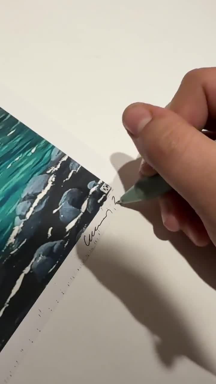 Impresión artística de Mitre Peak, Nueva Zelanda: Pintura de paisaje vívido, edición de coleccionista video poster