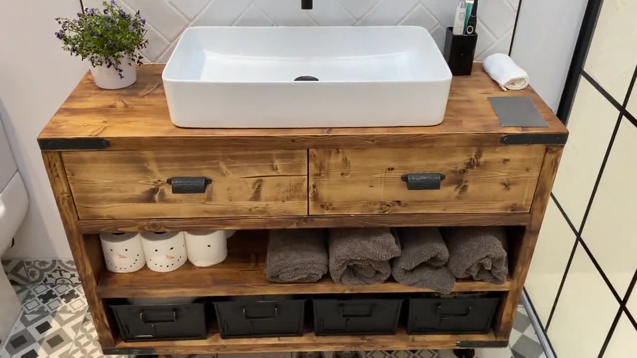 Rustic Bathroom Farmhouse Bathroom Sink Custom Single Furniture Bespoke - Etsy Unit Vanity Vanity Sink Vanity Wooden Vanity Vanity