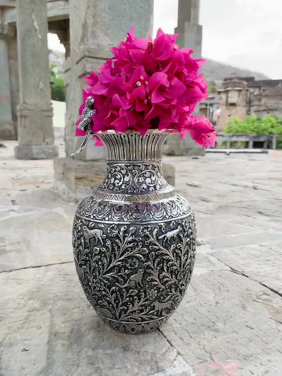 Copper With Silver Polish Handmade Vase, German Silver Copper Pot, Flower  Vase for Interior Decor, Vintage Antique Vase for Tabletop Decor 