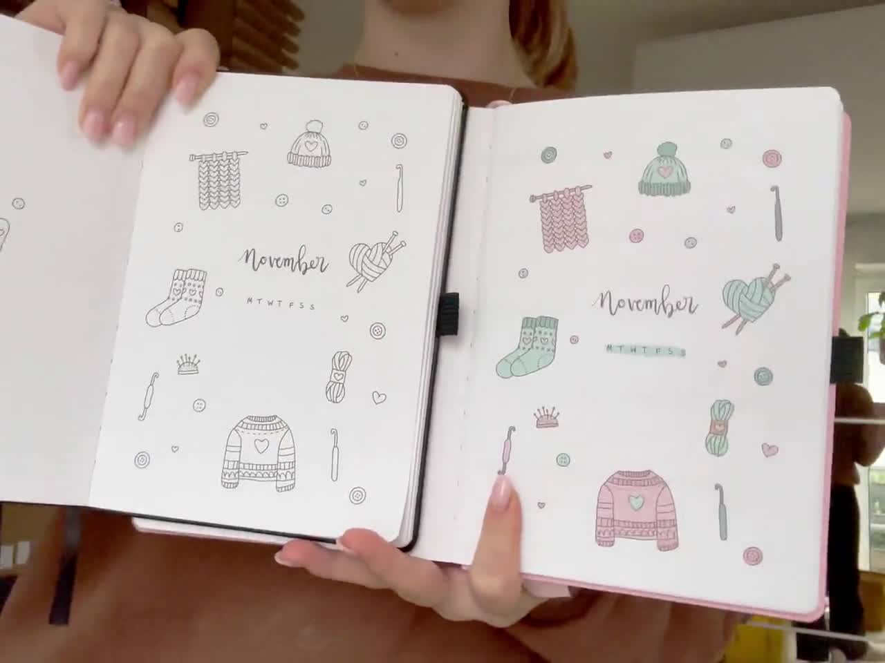 Hardbound Premade Bullet Journal with Doodles! FULL YEAR, UNDATED, 12  MONTHLY THEMES