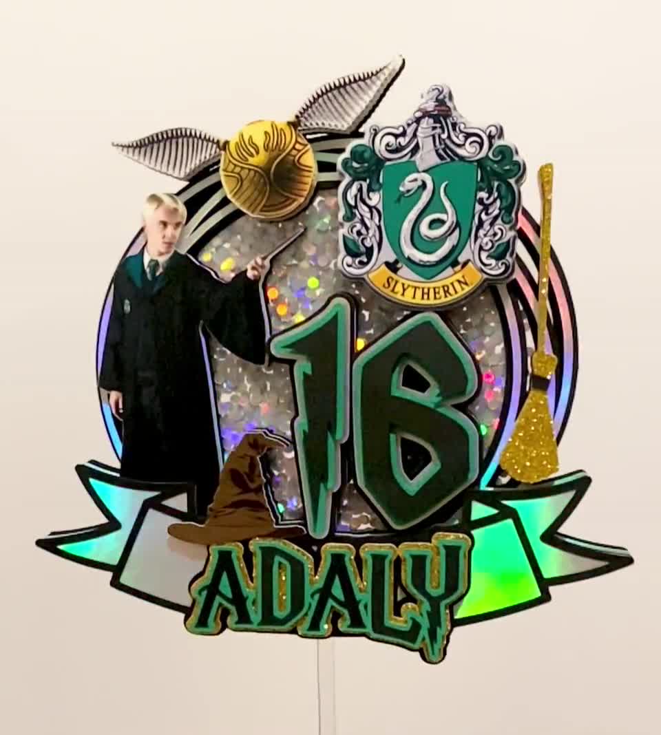 Harry Potter Slytherin Logo Crest Birthday Party Cake Topper 