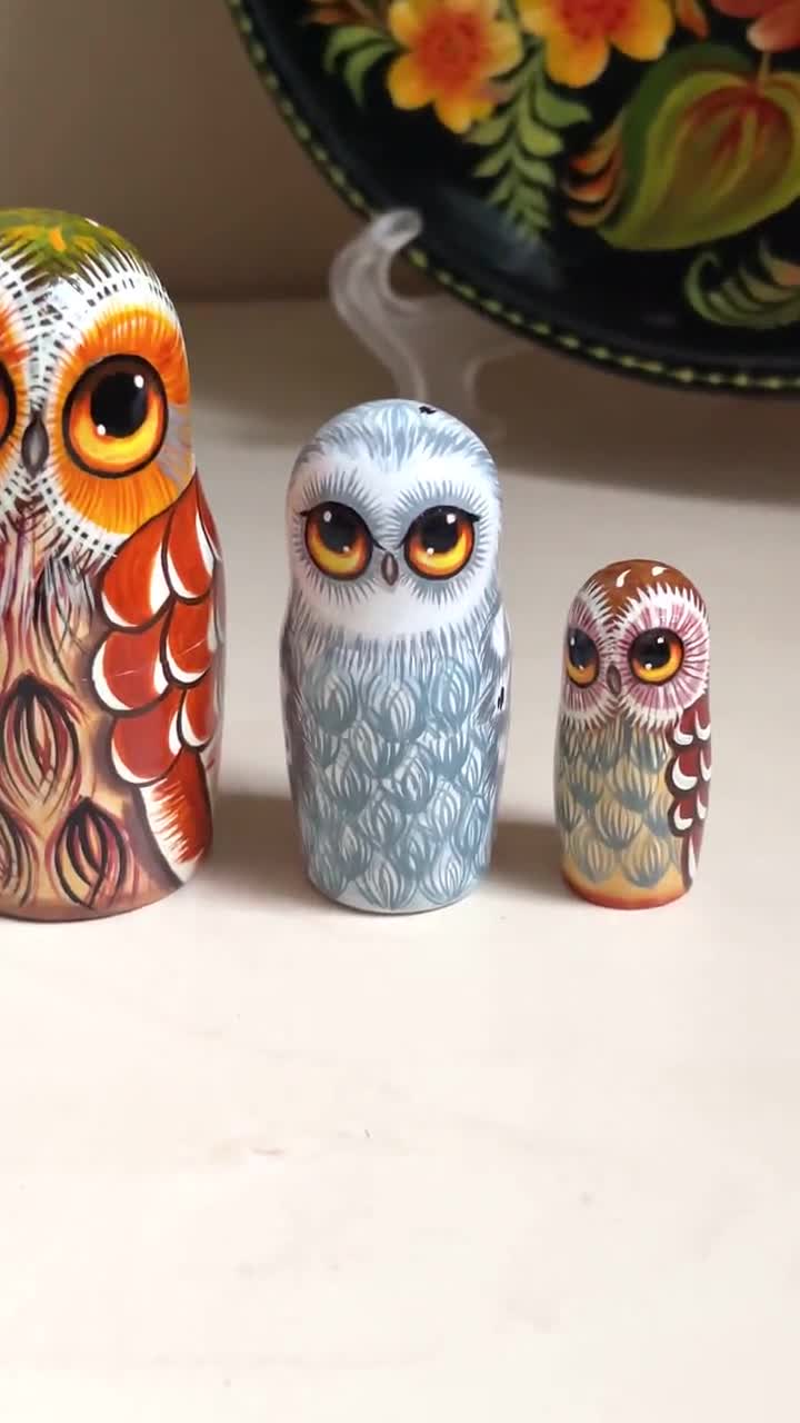 Xmas 20% Discount Available! Animal shops Russian Dolls 5 Piece Set - Owls