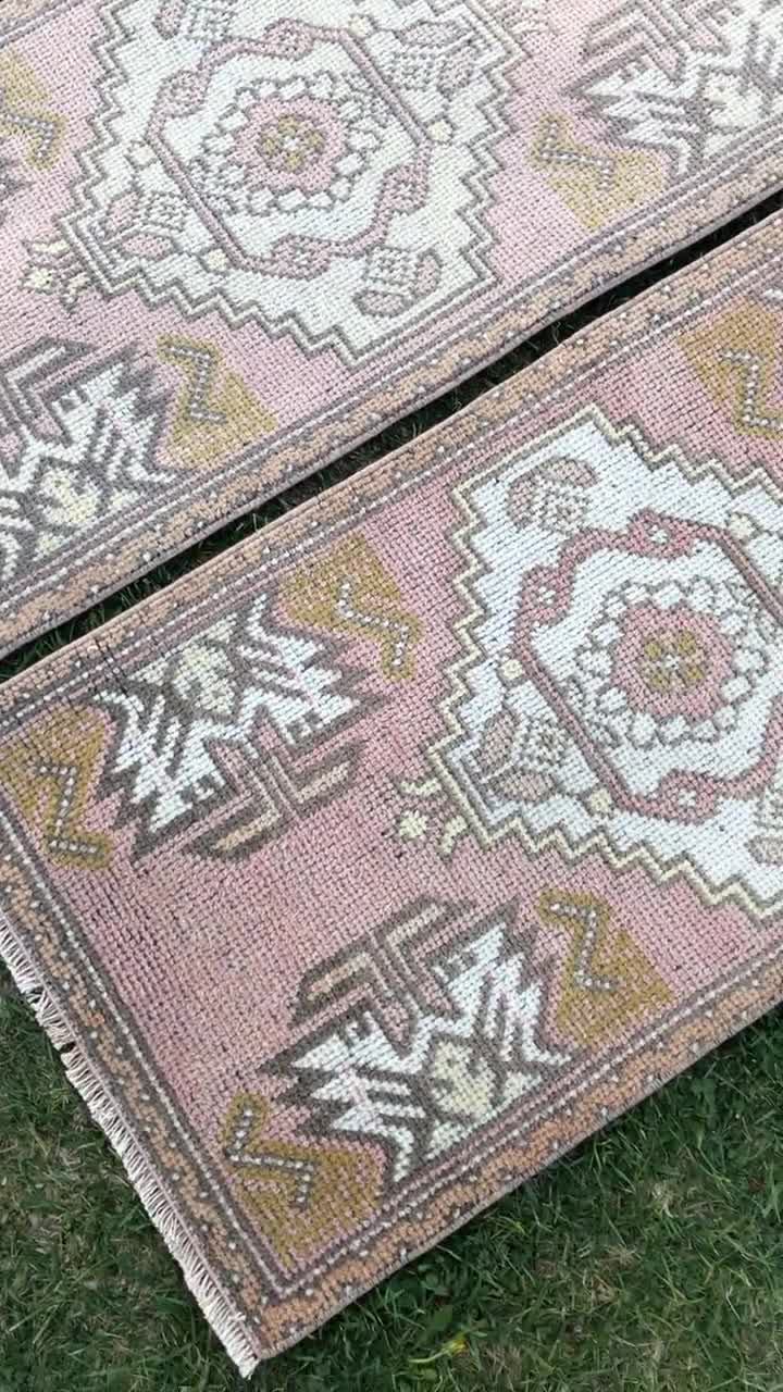 Turkish Twin Rug, Small Vintage Rug, Oushak Rug 2x3, Bathroom Mat Set,  Pairs of Rug, Kitchen Mat Set, Chair Pad Cover, Matching Rug Wool Rug 