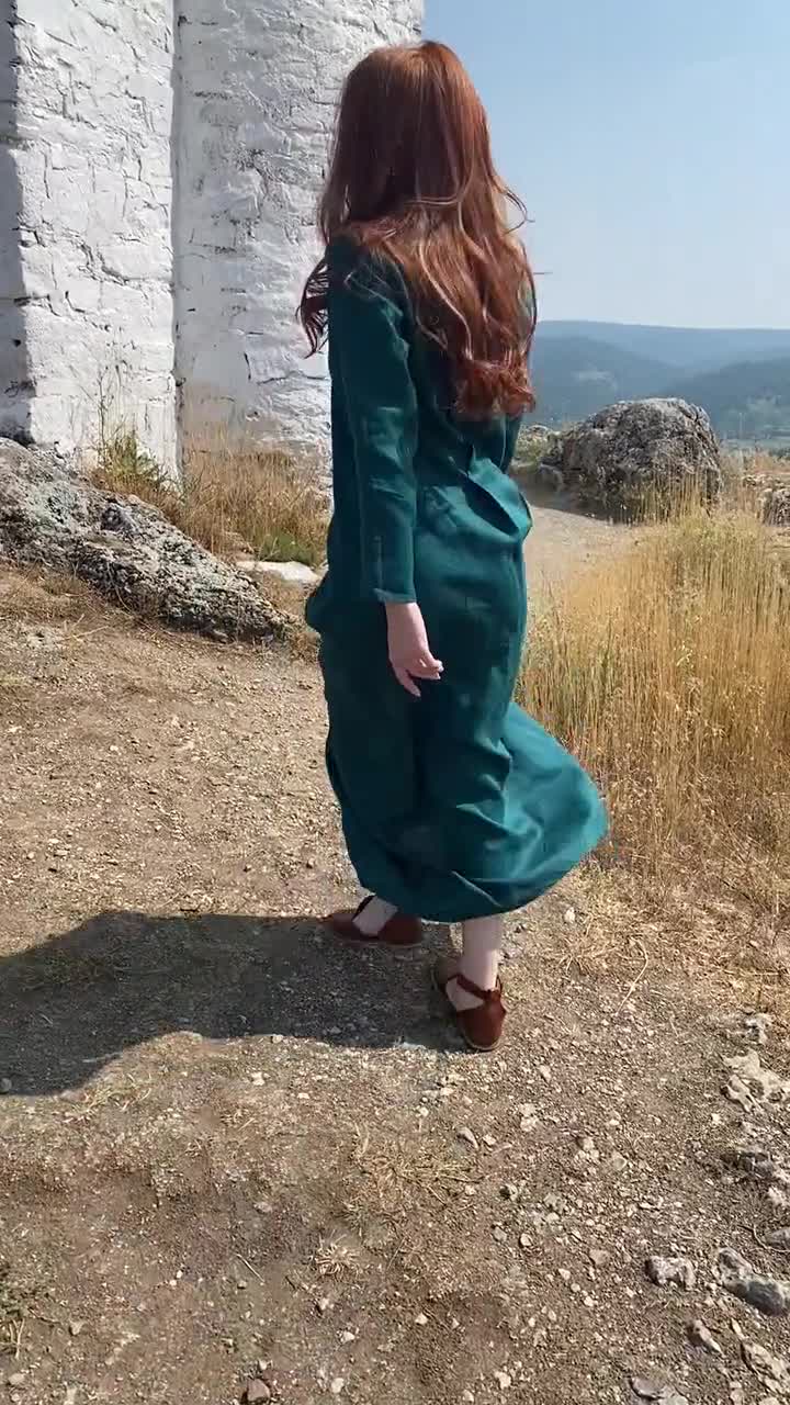 Modest Linen Dress, Linen Maxi Dress, Long Sleeve Linen Dress, Emerald Green Linen Dress, Linen Kaftan, Linen Abaya, Plus Size Clothing Modest Linen Dress, Linen Maxi Dress, Long Sleeve Linen Dress, Emerald Green Linen Dress, Linen Kaftan, Linen Abaya, Plus Size Clothing