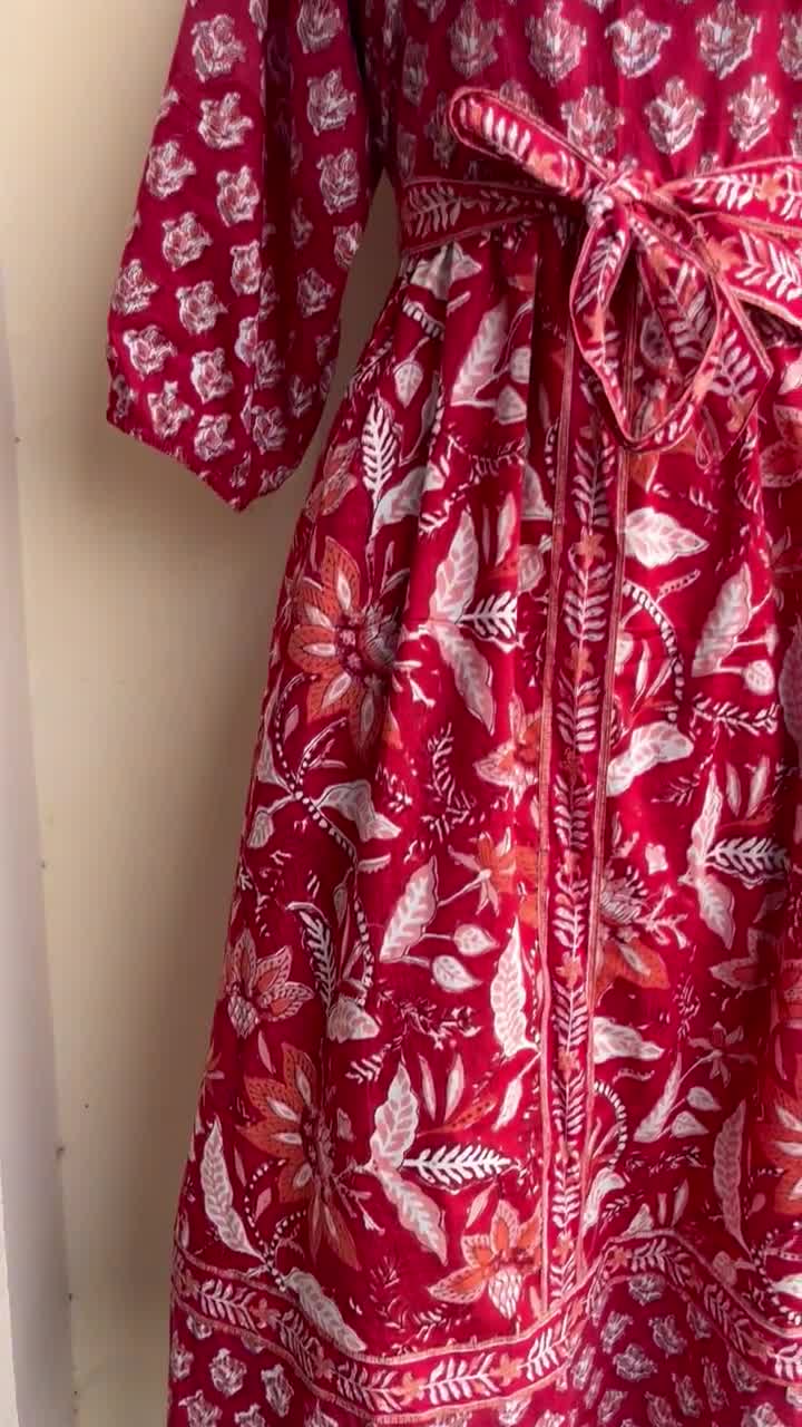 【近年モデル】 サラマリカ Cotton Block Pattern Dress RANJANACRAFT Indian Cotton Dress - Block Print Designer Long