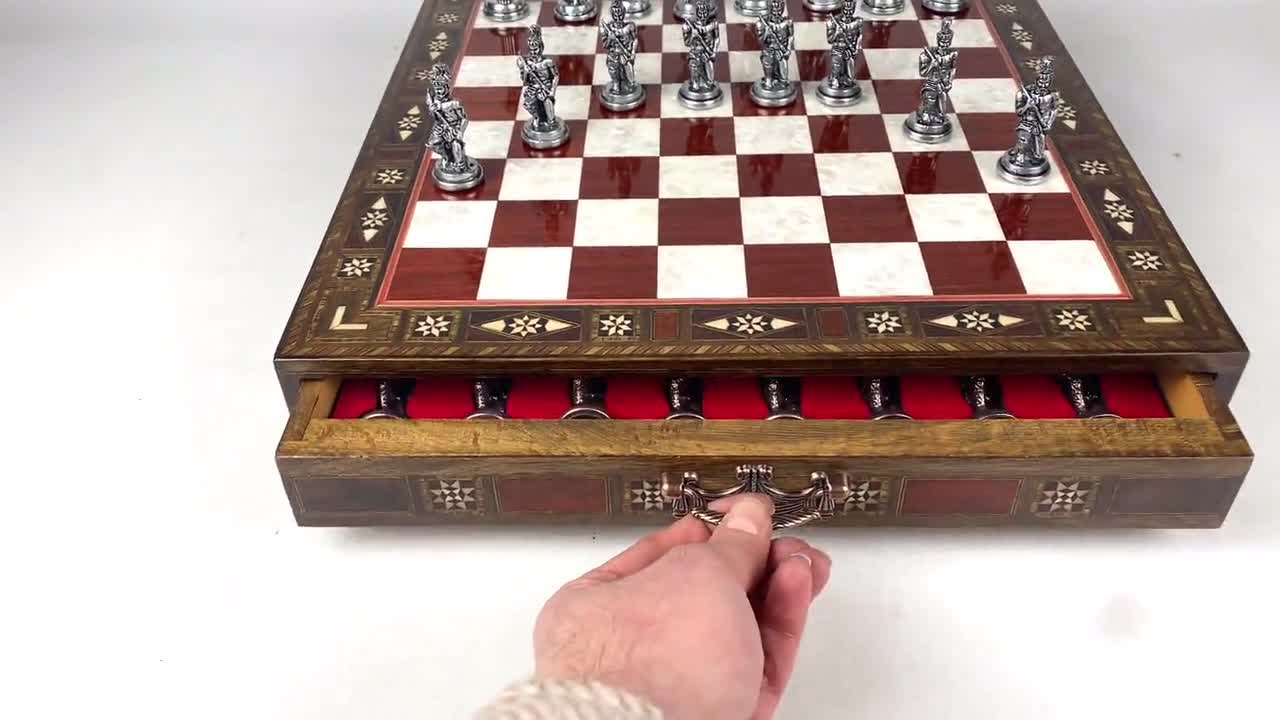 高級ギリシャ神話チェスセット - 15インチのハンドメイドチェスボード