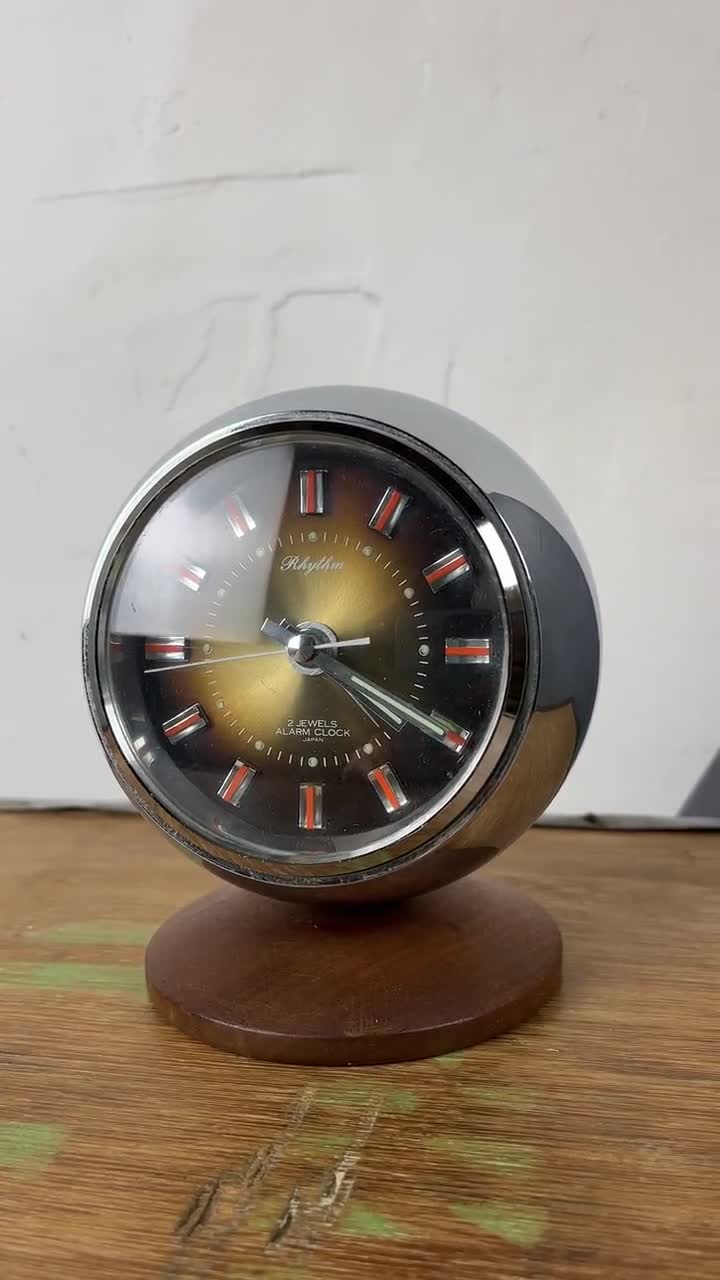 Mid Century Vintage Rhythm 2 Jewels Alarm Clock Japan 51129 Retro