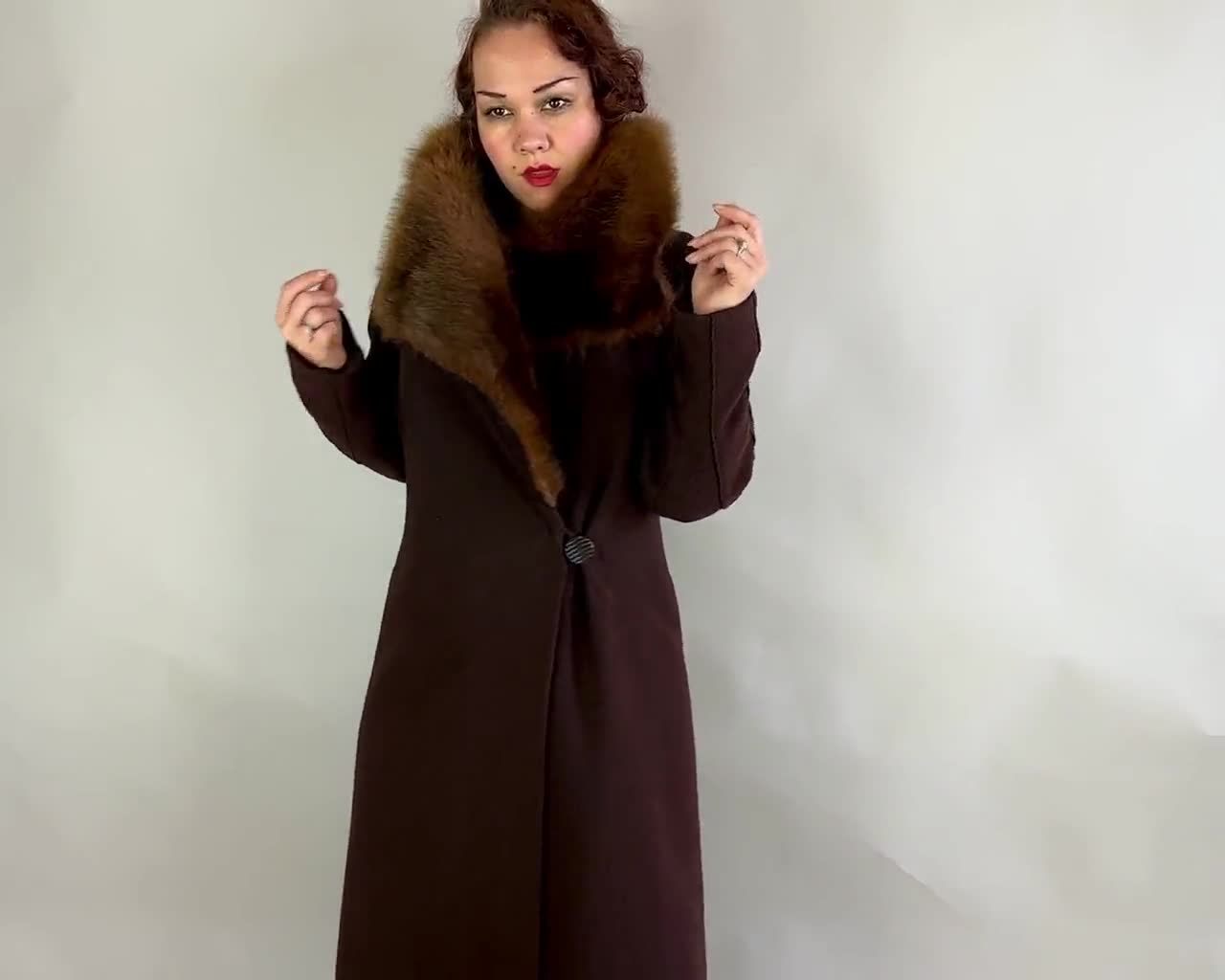1920s Fuzzy Wuzzy Flapper Coat | Vintage 20s Brown Wool