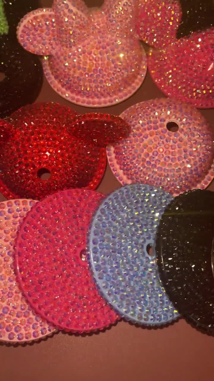 Three Color Ombre Pink and Black Rhinestone Filled