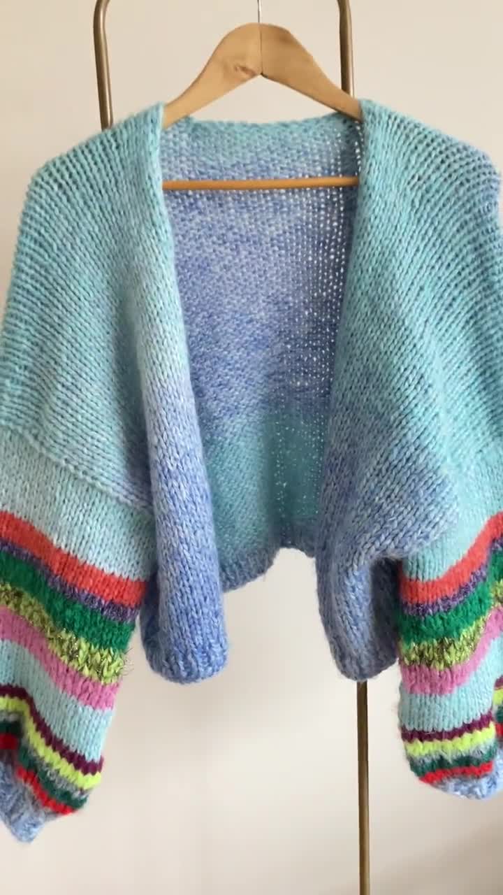 Hand Knit Mohair Wool Cardigan,soft Pastel Women Sweater