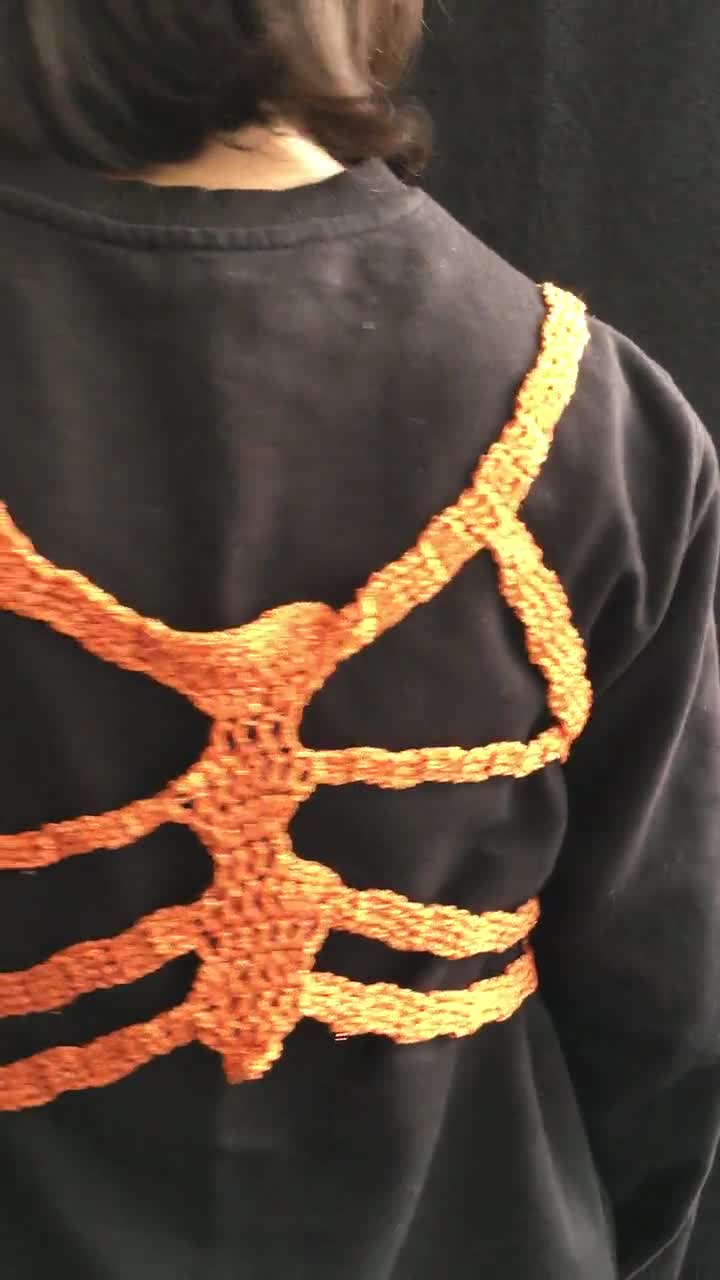 Crochet Skeleton Top, Skeleton Corset, Halloween Knit Top, Grunge