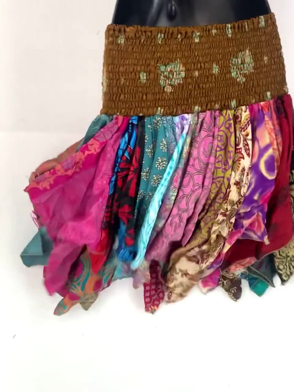 Lilly Short Handkerchief Skirt; Patchwork Mini Skirt, Harem