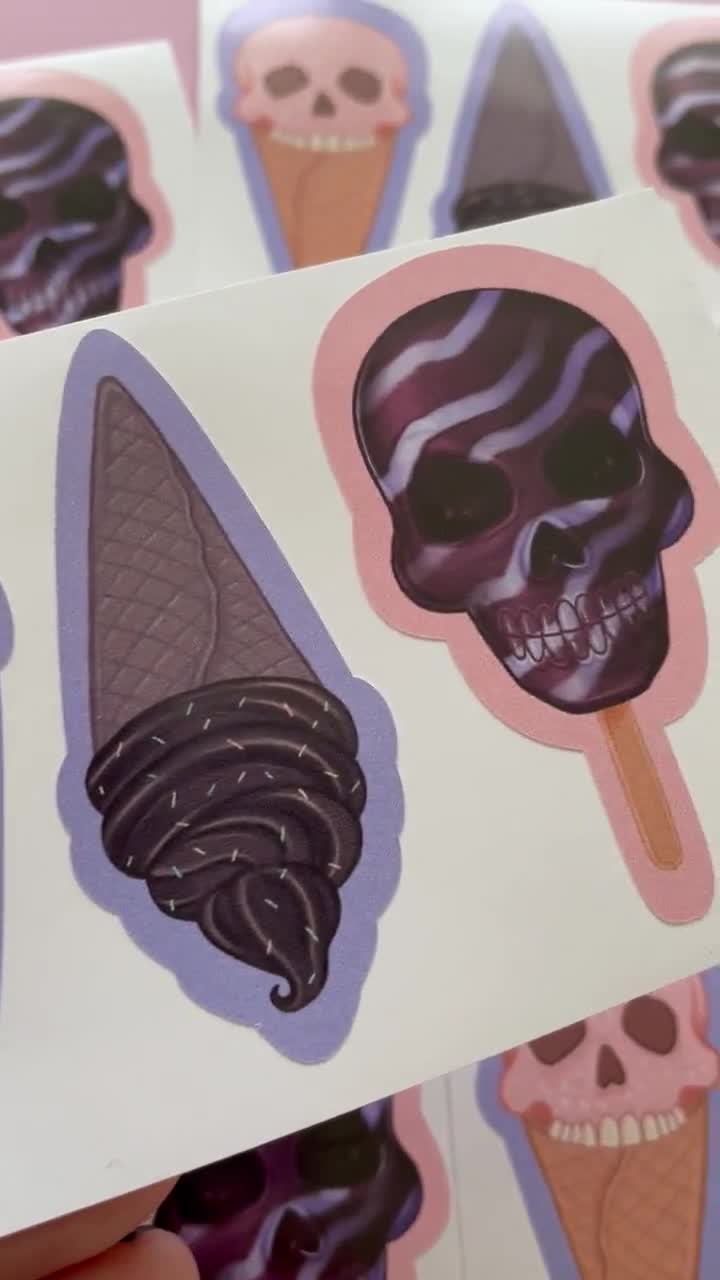 Pastel Goth Heart Deco Stickers (6 Colours) – Ice Cream Cake