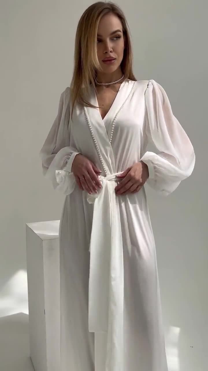 Kimono Silk Robe Long/ Silk Kimono Sleeves Long Robe/ Maxi Robe