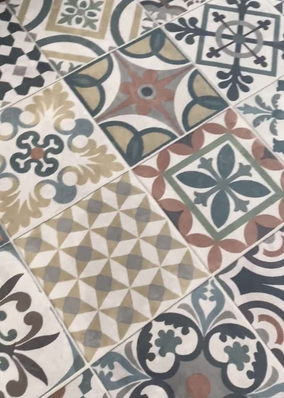 Tappeto runner marocchino in vinile con motivo effetto piastrelle per  pavimenti di cucina, corridoio e bagno, tappetino decorativo in linoleum  PVC Marrakesh -  Italia