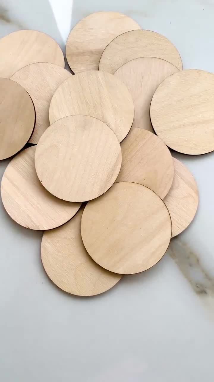 Wood Circle Thick DIY Crafts Eco-friendly Wood Botton Round Plywood Cut Out  Ornaments for Handwork 