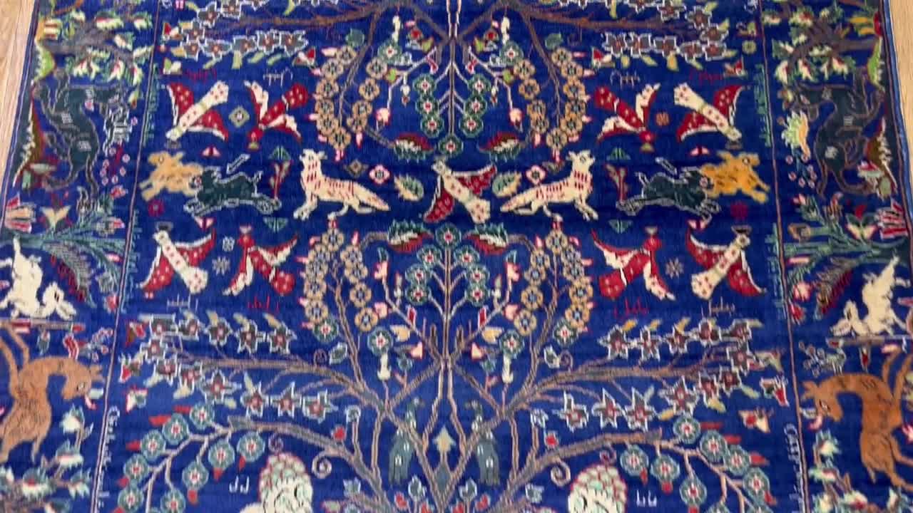 5x7 バルーチ ピクトリアル ラグ、100% ハンドノット ナチュラル ダイ