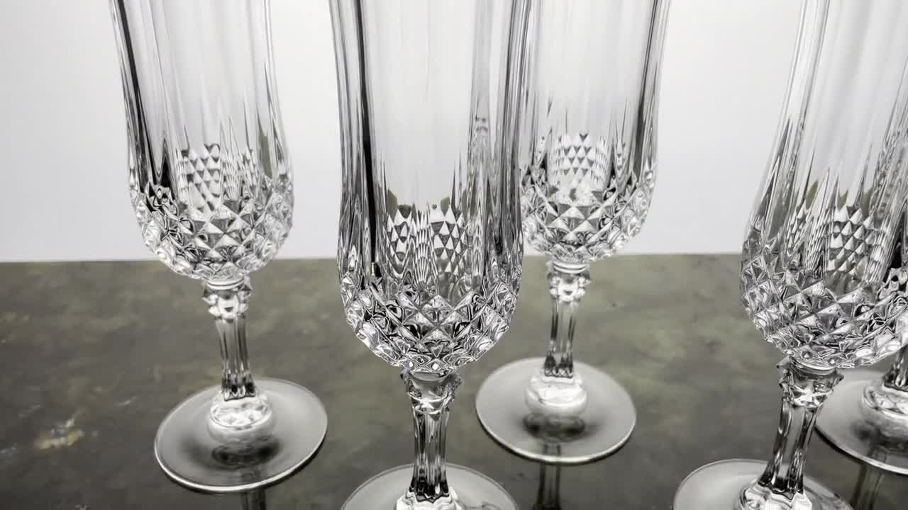 6 flûtes à Champagne 12cl - Verre ultra transparent au design vintage  Longchamp