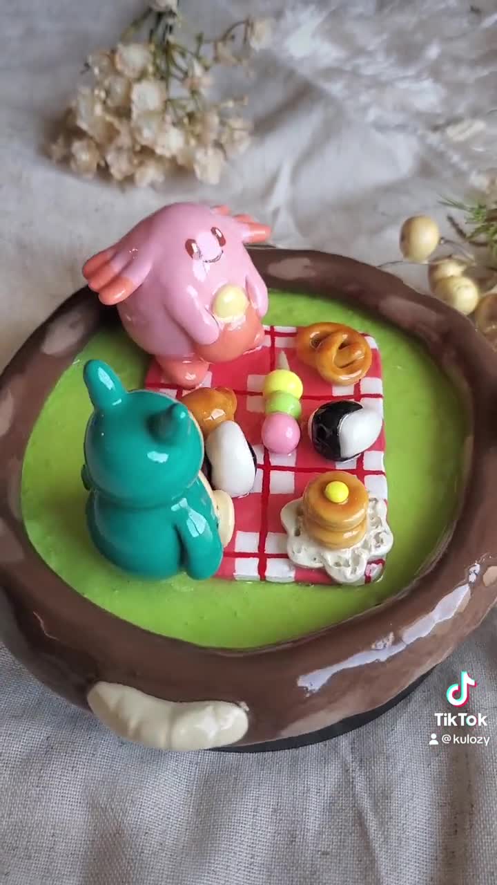 Snorlax and Chansey at the Picnic Trinket Tray | Handmade Trinket