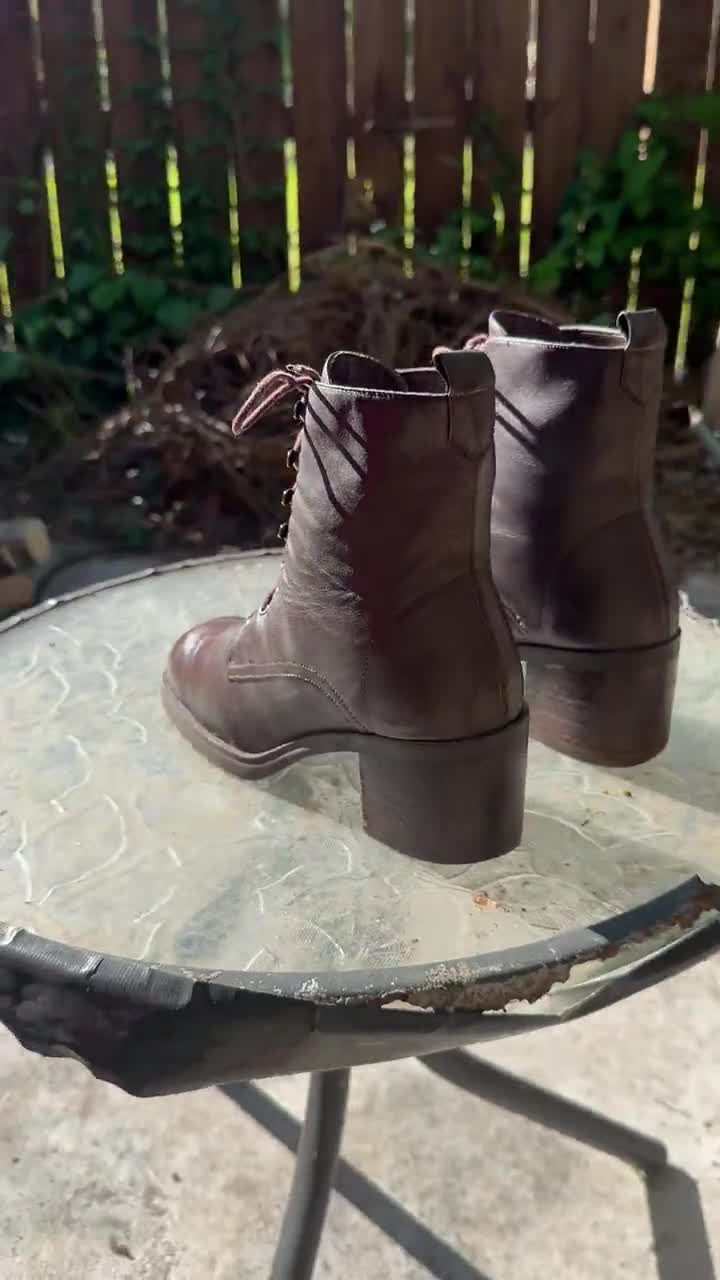 Vintage Boots-brown Boots-us Women Size 8-short Boots-lace