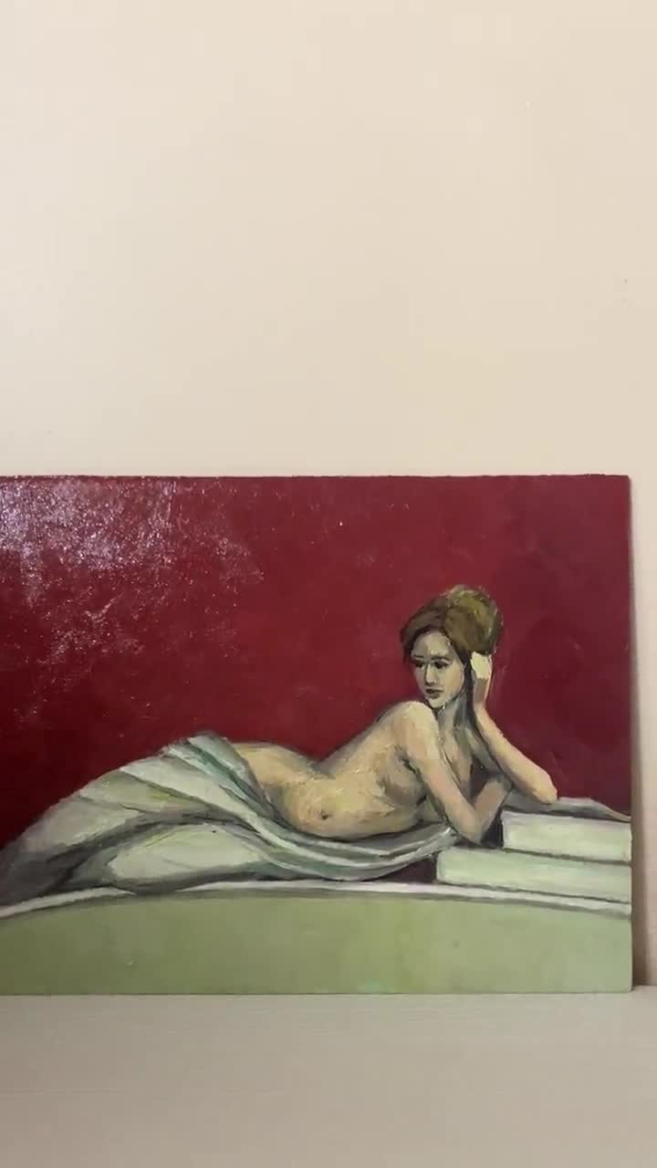 Nude Original Oil Painting Beautiful Woman Wall Art Girl Sexy Red Erotica  Room Decor Ukrainian Artist - Etsy