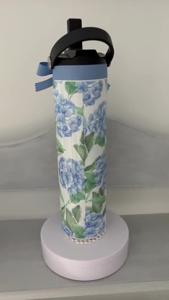 Preppy Flowers Blue Thermos Bottle