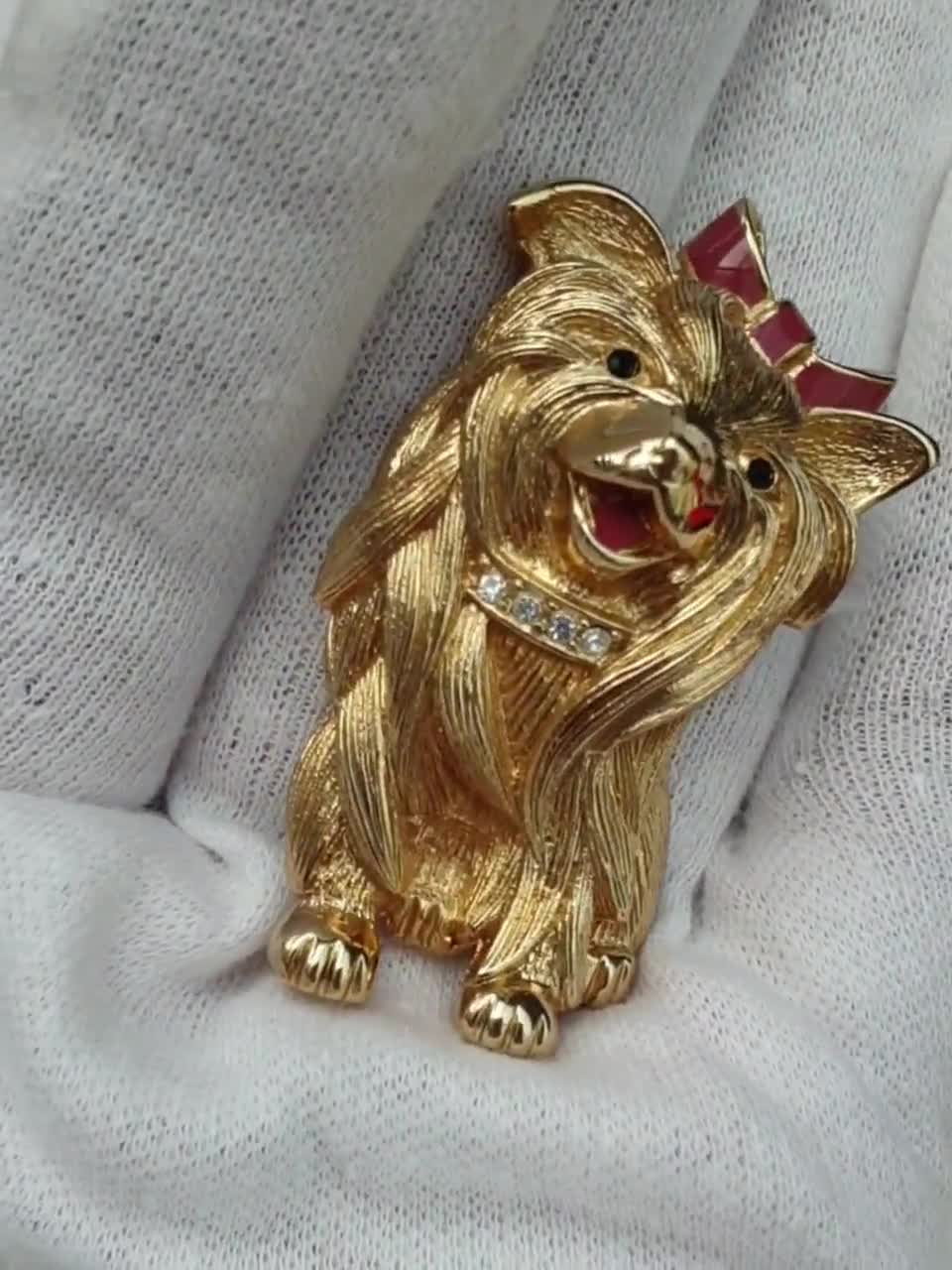 GROSSÉ for Dior Vintage Yorkshire Terrier Brooch Gold Plated