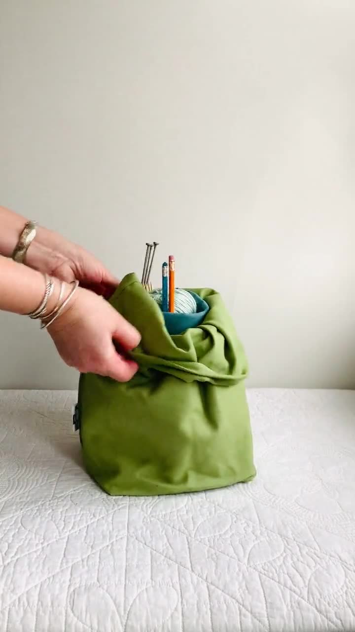 Knitting Organizer Sturdy Organic Cotton Canvas With Lots of Pockets.  Portable & Eco-friendly. Great Gift Idea Size/colour Options. 