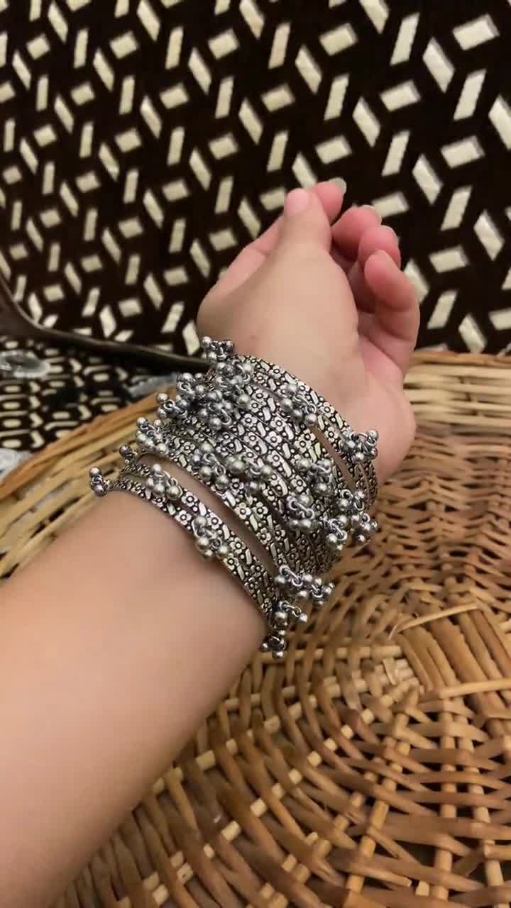 Bangle Set, Ghungroo Indian Jewelry, Oxidised German Silver
