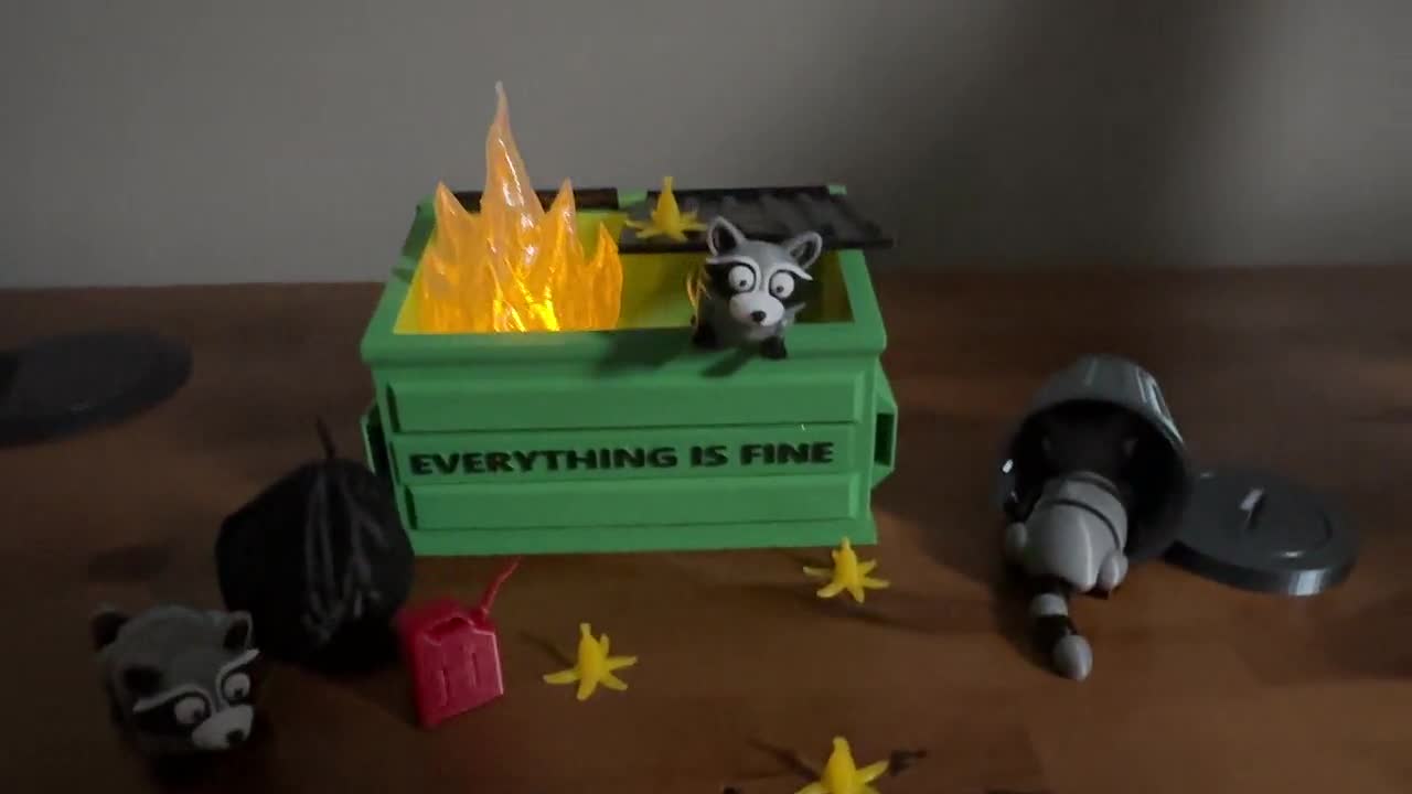 Articulated Raccoon Dumpster Fire Desk Ornament: Trash Pandas - Etsy