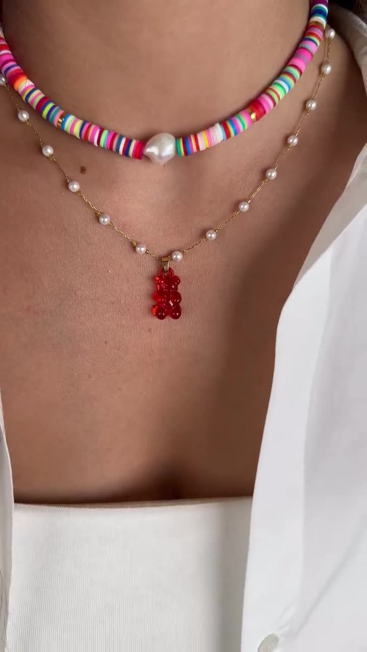 AMOBESTER Lot De 100 Perles Colorées En Forme D'ours En Gélatine Avec Trou Horizontal Pour Fabrication De Bracelets, Colliers, Bijoux Et Loisirs Créatifs