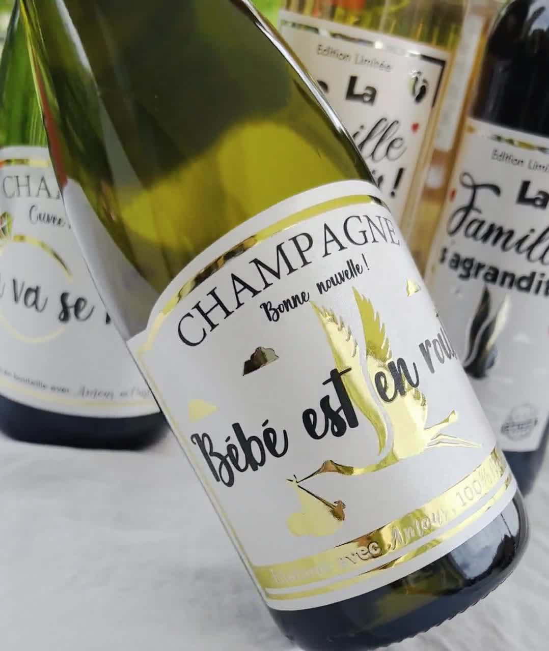 Étiquette Champagne annonce grossesse BÉBÉ EST EN ROUTE | Estrela Design