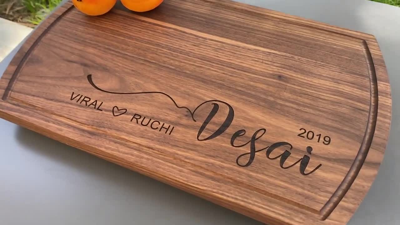 Custom Cutting Board for Kitchen – Personalized Wooden Cutting Boards for  Kitchen Countertop, Engraved Bamboo Walnut Chestnut Chopping Boards