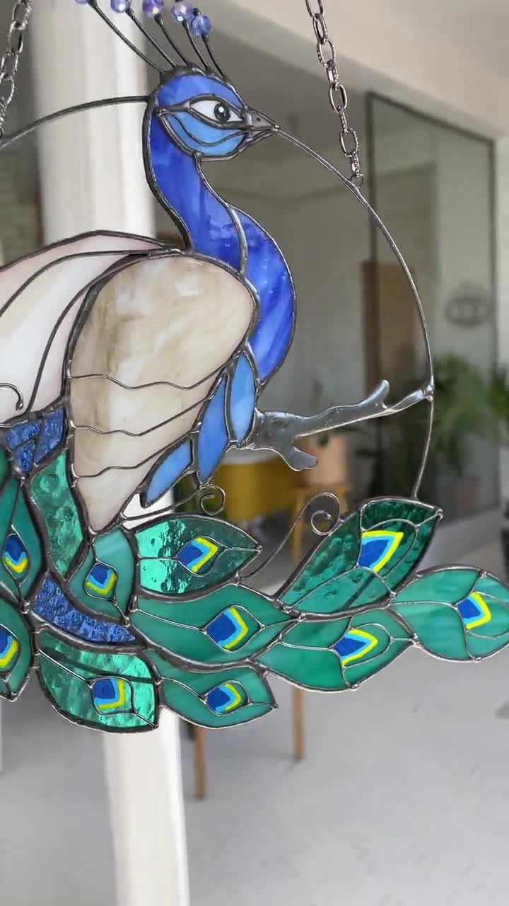 dreamskip Peacock Stained Glass Window Hanging, 11 W X 15 H Stained Glass  Panel with Chain, Suncatchers for Windows Hanging Decorations, Gifts for  Mom, Grandma, Wife, Sister : : Patio, Lawn 