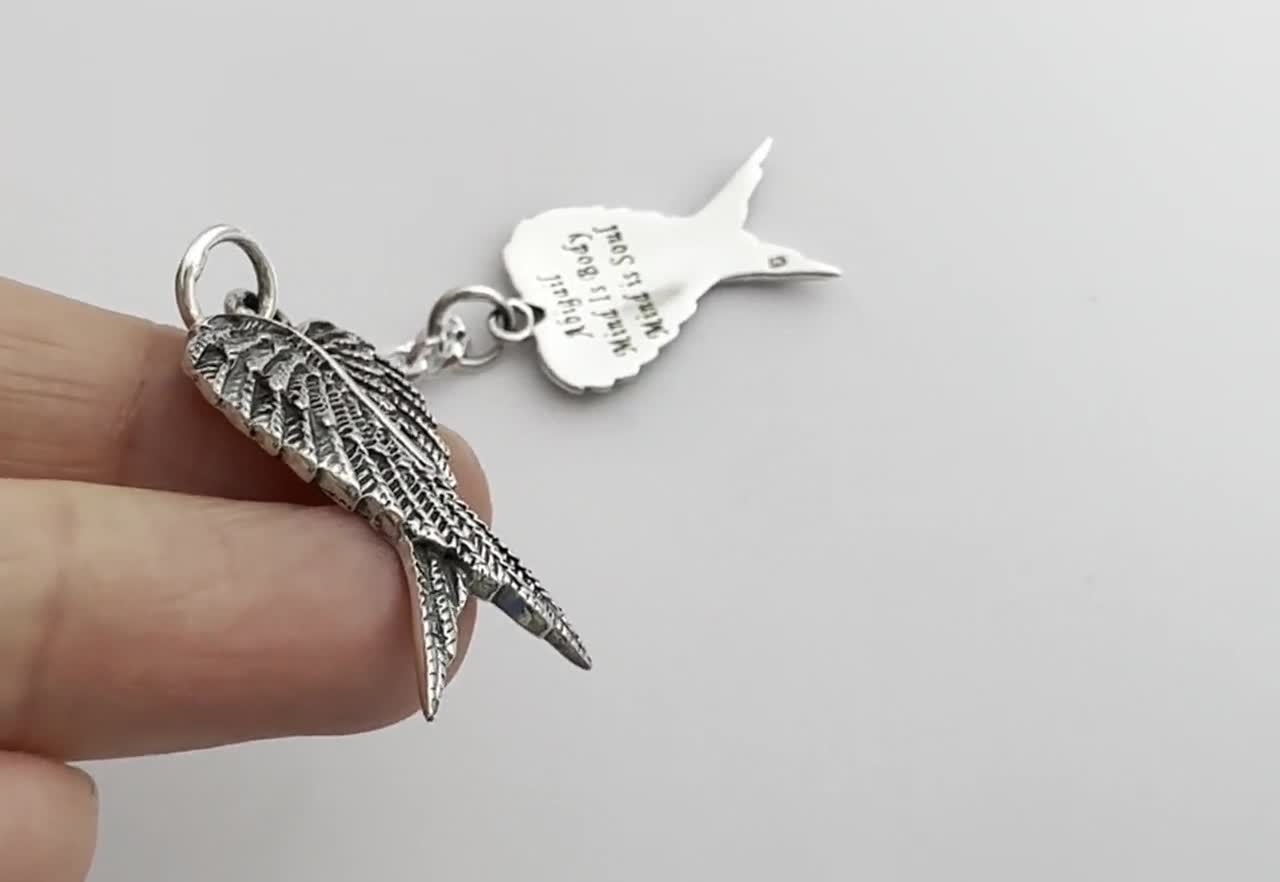 Engraved Wing Necklace in Sterling Silver, Personalized Guardian Angel Wing  Pendant Angel Wing necklace. Remembrance Gift. Unisex jewelry.