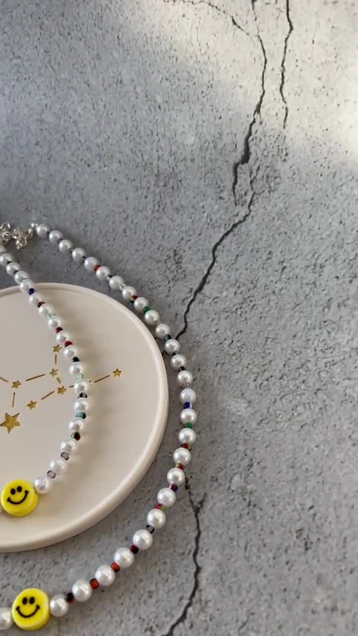 Harry Styles Pearl Necklace | Smiley Y2K Necklace