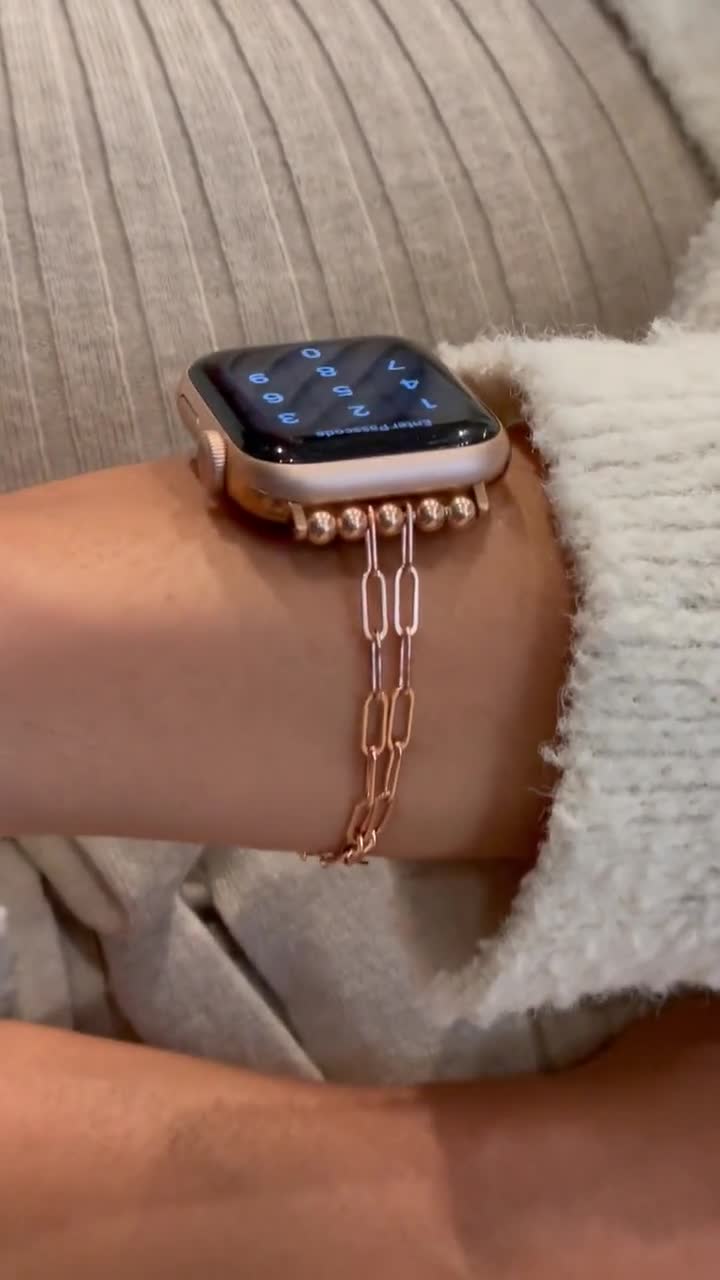 14K Gold Filled Apple Watch Band Paperclip Chain Strap Women Handmade  Jewelry Bracelet, 38mm 40mm 41mm 42mm 44mm 45mm 49mm Ultra 