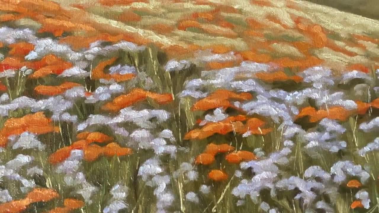 花畑の油絵：夏の丘の風景画 印象派絵画（9x12） - Etsy 日本