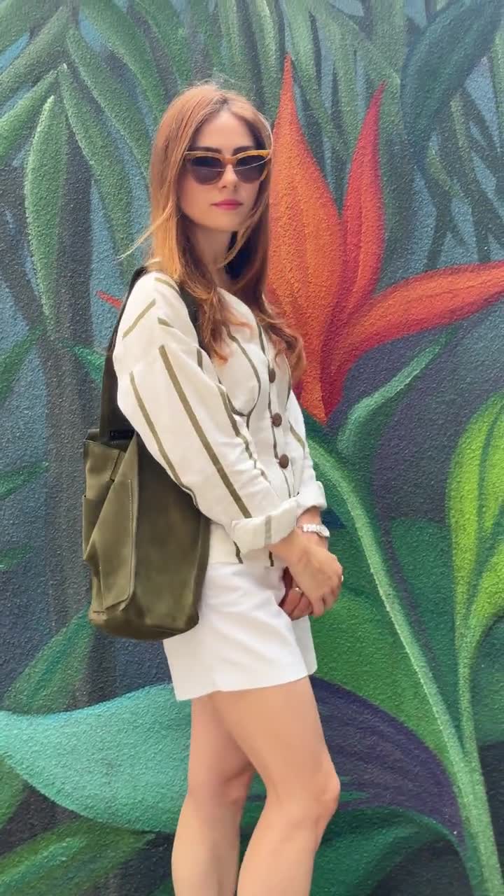 ★EMS★ SUEDE SHOULDER BAGGREEN Suede Crossbody Green Leather, Shoulder Leather Bag, Sling