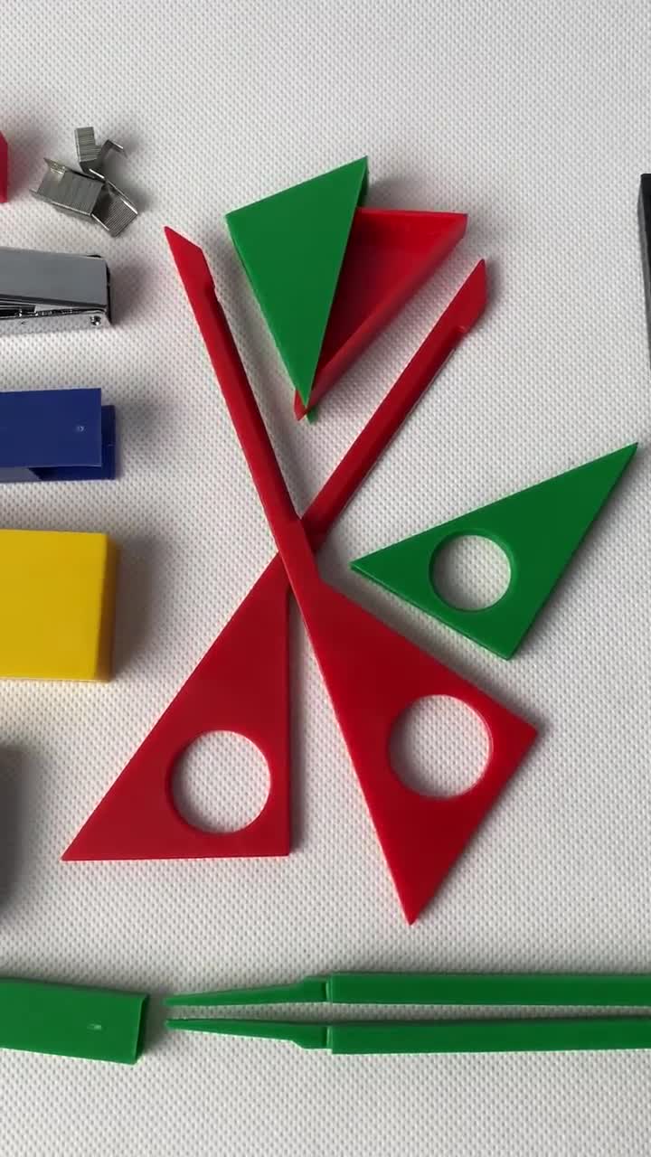 1980s Retro Tangram Puzzle Desk Set. Mondrian Style. Black