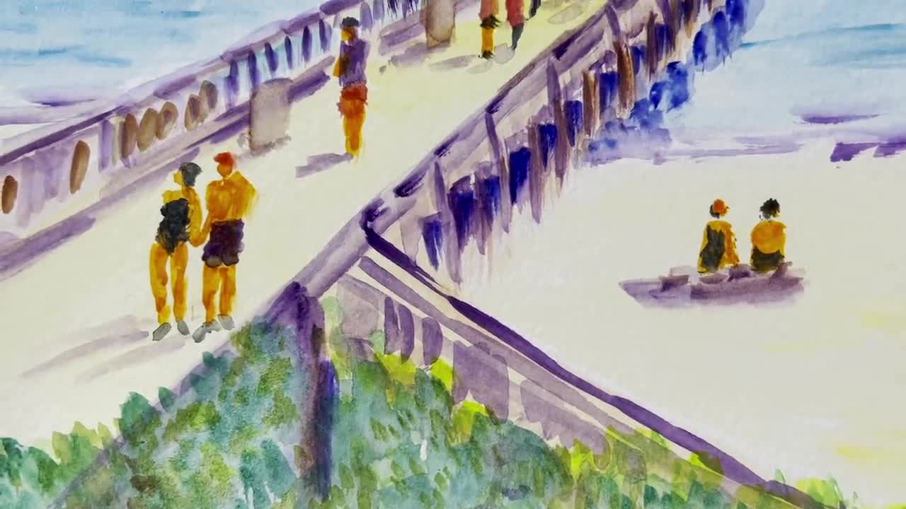 Beach Wall Art Naples Florida Painting: Naples Pier Handmade