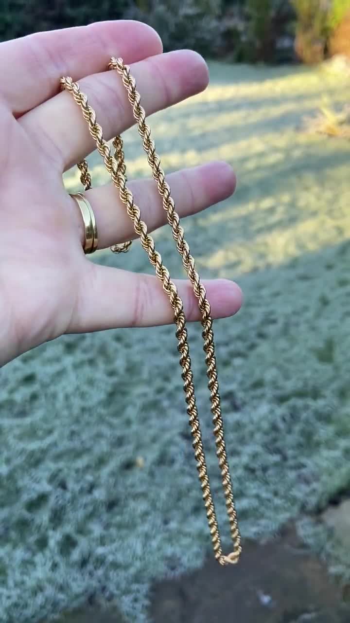 9ct Gold 22 Rope Twist Chain X 4mm Vintage Gold Necklace 9.5g 