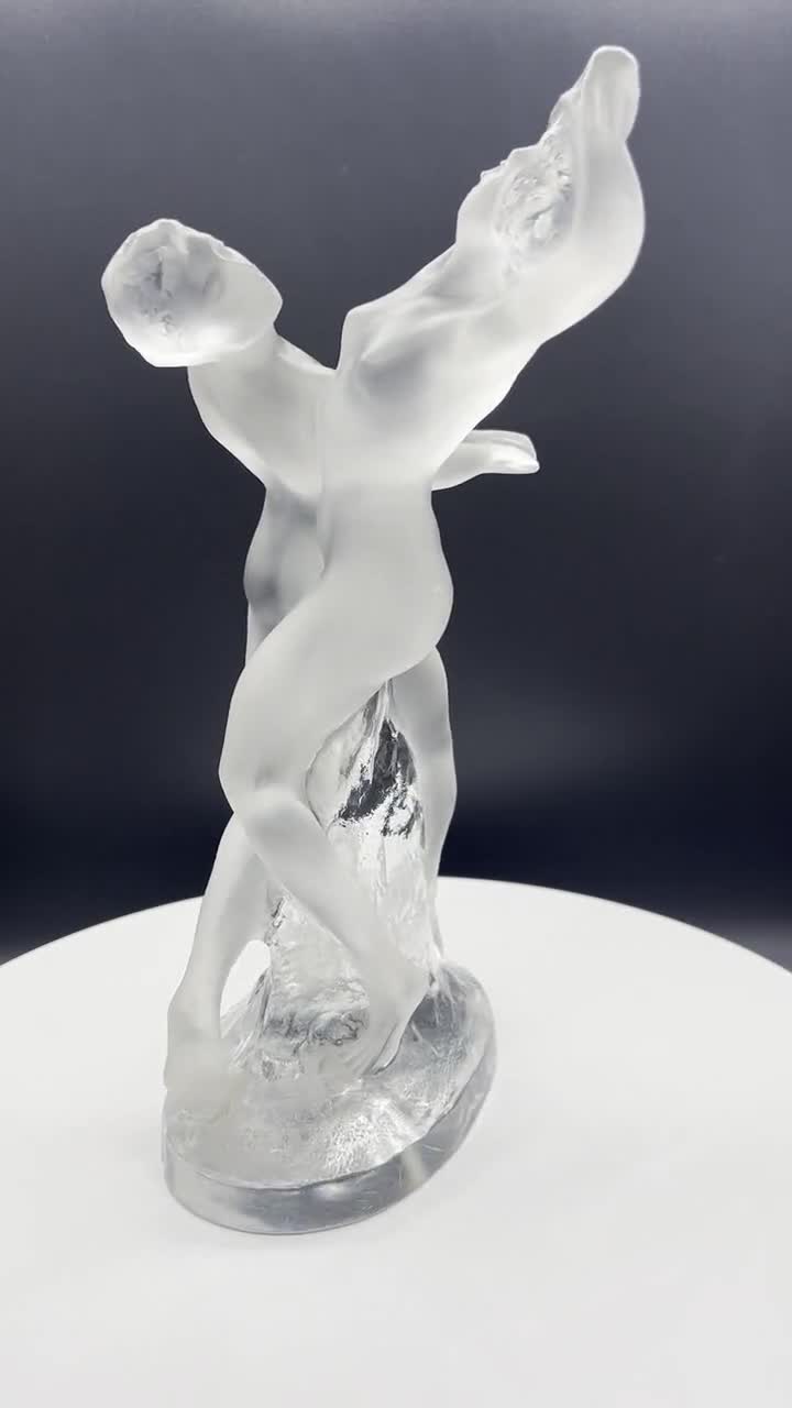 Lalique France Deux Danseuses / Two Dancers Nude Art Deco Crystal