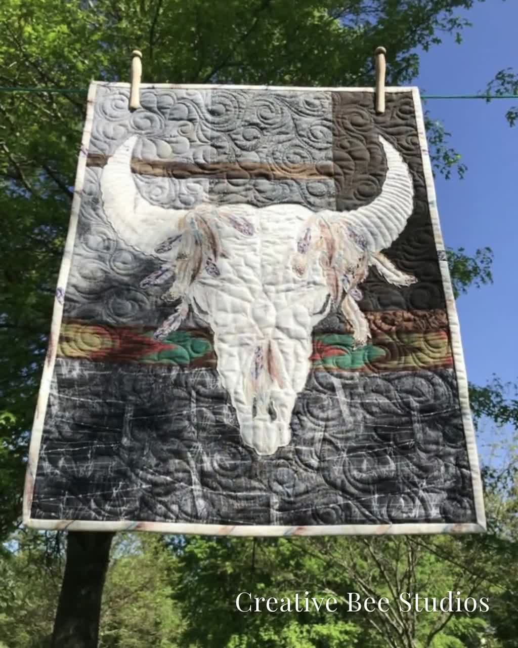 Bison Skull Quilt Pattern, Fusible Applique Wall Hanging, Lodge Decor video poster