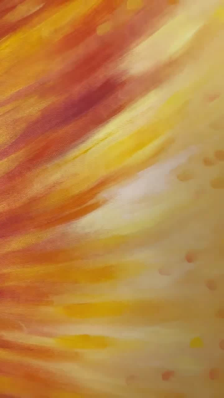 オリジナルフェニックス油絵：火の鳥インパストアート（35.5x23.5