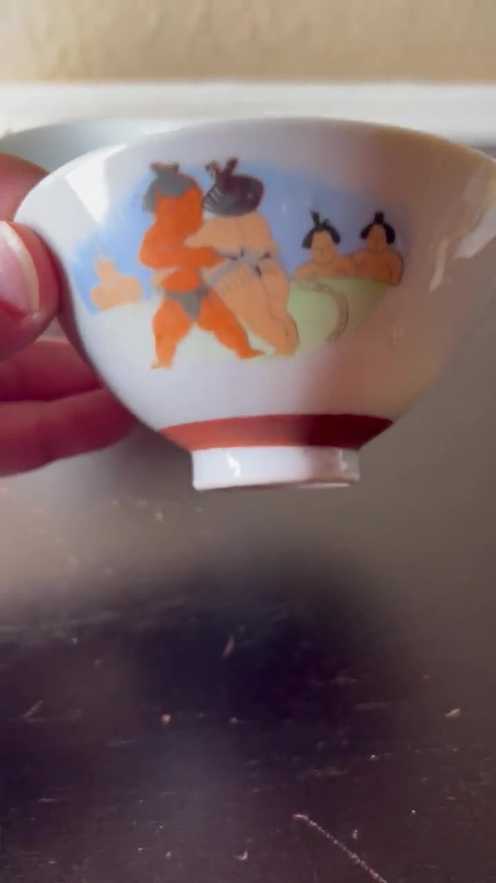 Sumo様　3点セット Vintage 1950's Trio of Sumo Wrestlers Sake / Tea Cups, Barware